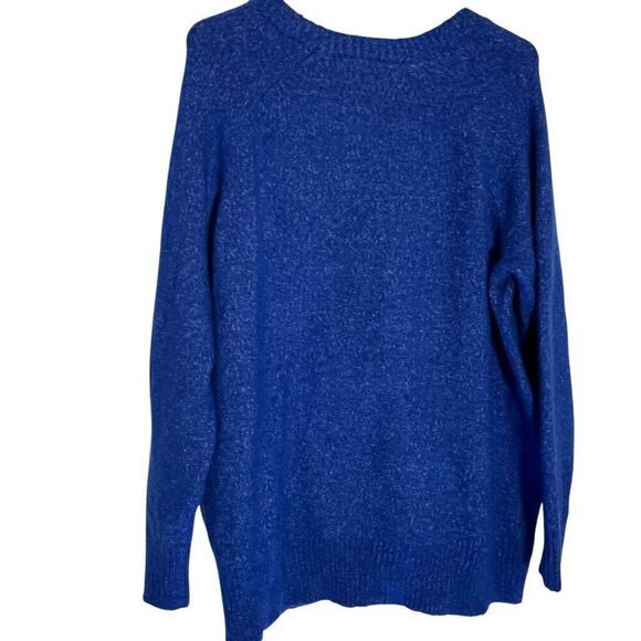 Torrid Metallic Thread Rib Knit Trim Crew Neck Sweater Blue Size 0 - Picture 6 of 6